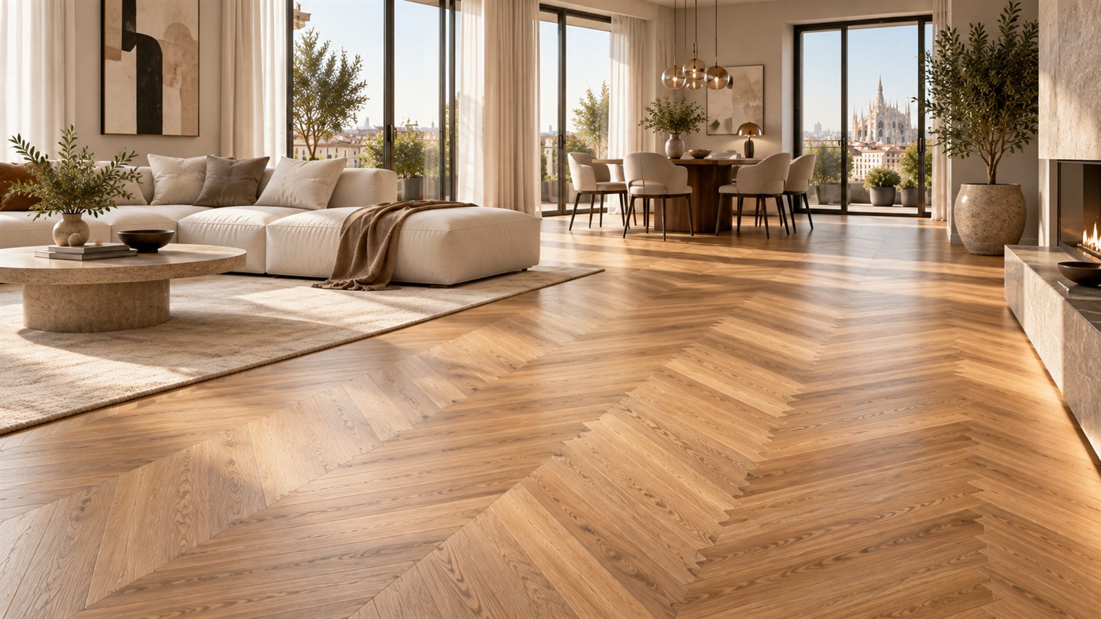 Immagine dimostrativa di parquet in posa a spina di pesce italiana